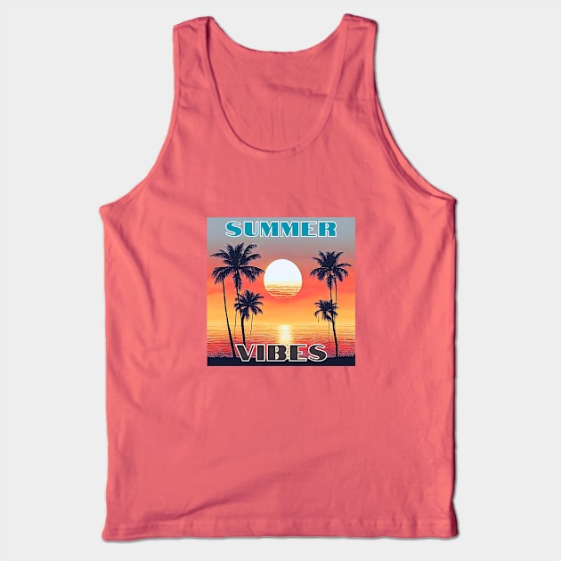 Summer Palms Vintage Sunset Tank Top by Doodle and Things